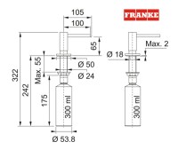 MEDIDAS DISPENSADOR JABON ACTIVE FRANKE